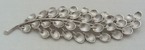 Crown Trifari Brushed Silver-Tone Leaf Branch Pin - Picture 1 of 6