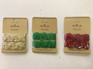 Hallmark trim 2 yards gift ribbon wrapping red gold green Christmas lot NEW - Picture 1 of 2