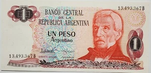 1983 Banco Central De La Republica Argentina Un Peso 13493367B Paper Money  - Picture 1 of 4