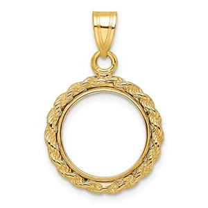 1993-Now $1 Canada 1/20 oz Maple Leaf Prong Set Rope Knot Coin Bezel in 14k Gold - Picture 1 of 7