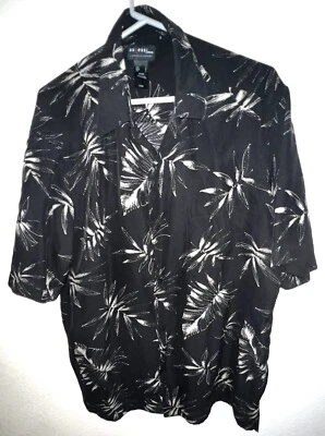 Vintage Hawaiian Shirt Axcess /Men Large A claiborne company Black Leafs L - Image 1 of 4