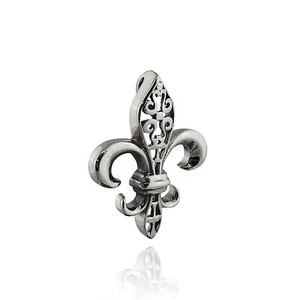 Fleur-de-lis Pendant - 925 Sterling Silver - French Symbol Fleur de lis NEW - Picture 1 of 4