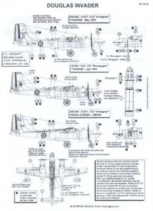 Berna Aufkleber 1/48 DOUGLAS B-26 INVADER französische Luftwaffe der Nachkriegszeit - Bild 1 von 3
