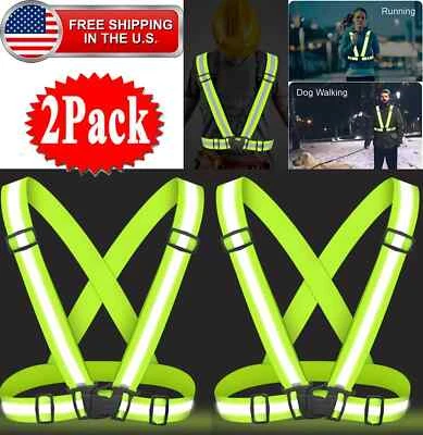 2 Packs Reflective Vest Running Gear, High Visibility Reflective Running Gear Ad - Image 1 of 4