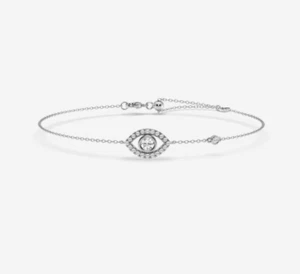 Excellent Round Cut Natural Diamonds & 950 Platinum Women's Evil Eye Bracelet - Picture 1 of 5