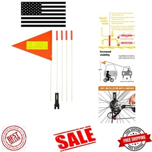 High Visibility 6ft Safety Bike Flag with Reflective Strip & Fiberglass Pole - Picture 1 of 8