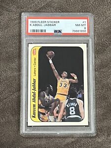 1986 Fleer Sticker Kareem Abdul-Jabbar #1 PSA 8 NM-MT!! HOF LA Lakers TOUGH!!!