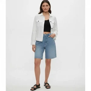 Jones & Co. Chaqueta Estilo Jean 100% Lino Blanco Botón Cuello Frontal Talla 3X - Imagen 1 de 12