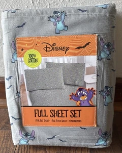 Disney Stitch Halloween Spooky Bat Full Size Bed Sheet Set 4 Piece New - Picture 1 of 2