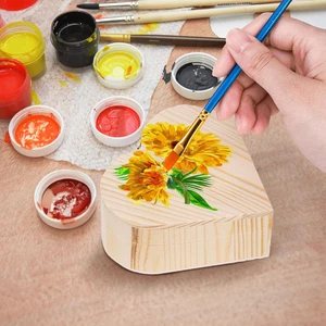 12 Stück unfertige Holz Herz Box unbemalt DIY Schatztruhe mit 10 Stück Farbe - Bild 1 von 6