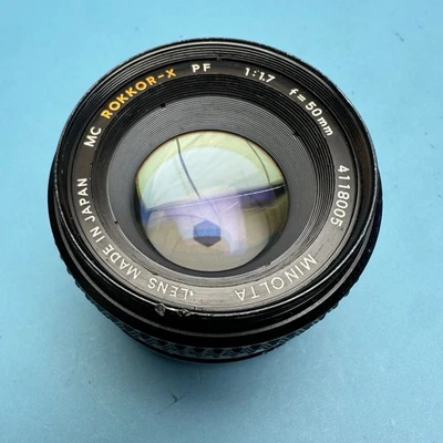 Minolta MC Rokkor-X PF 1:1.7 F=50mm has small mark on front glass - Image 1 of 4