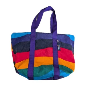 Vtg 80s Color Block Rainbow Canvas Tote Bag Algoma Union Made In USA RARE HTF - Picture 1 of 15