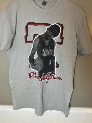 Allen Iverson Next Level Shirt Adult Medium Grey Graphic Tee Sixers Liberty Bell - Image 1 of 4