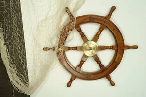 Steuerrad XXL Schiffssteuerrad Maritim Holz/Messing  Deko Neu 60 cm  - Bild 1 von 1