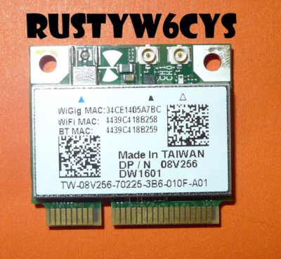 Latitude E7240 E7440 DW1601 WiFi +BT WiGig Half Height Mini PCIE Card A01 8V256 - Image 1 of 2