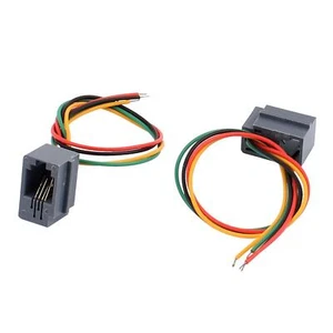 2Pcs Adaptateur femelle connecteur téléphone 616 E 4P4C RJ9 5cm 4 câbles colorés - Photo 1/6
