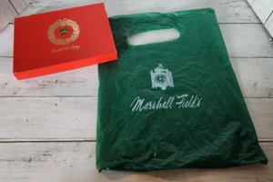 Vintage Marshall Field's Green Plastic Shopping Bag Red Gift Box - Picture 1 of 6