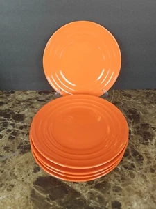 Set Of 5 Rachael Ray Double Ridge Tangerine Orange Salad Plates 8" - Picture 1 of 7