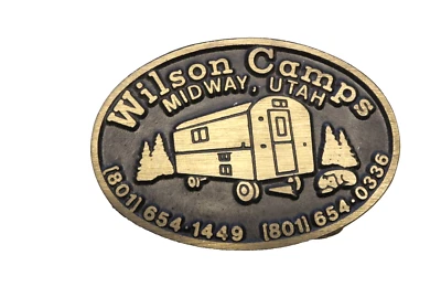 De colección Wilson Camps Vagón Pastor de Ovejas Latón Sólido Hebilla de Cinturón Midway Utah Foto 1 de 3