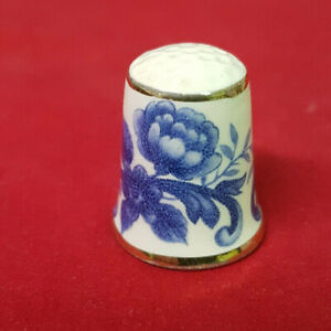 Bone China Thimble. Mason's Blue Floral Design. Ironstone China
