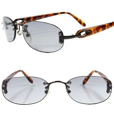 True Vintage Tortoise Womens Light Tint Lens Rectangle Oval Rimless Sunglasses - Image 1 of 4