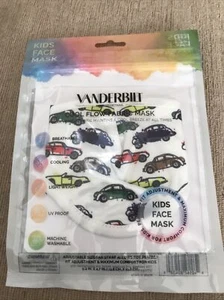 Kids Vanderbilt Breathable Cool Flow Fabric Face Mask Colorful Cars Ages 3+ - Picture 1 of 9