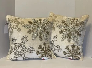 Snowflake Pillow Gold 18 x 18 Decorative Throw Christmas Winter Holiday - Picture 1 of 1