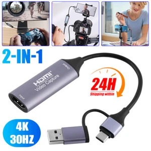1080P HD Audio Video Capture Card 4K HDMI to USB C &USB 3.0 Video Capture Device - Picture 1 of 12