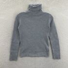 Y2K 2000s Faded Glory Grey Ribbed Knit Long Sleeve Pullover Turtleneck Sweater S