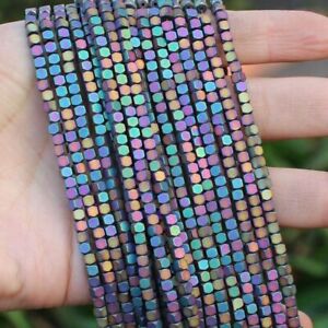 Faceted Square Hematite Beads Necklace Pendant Bracelet Charm Diy Jewelry Making