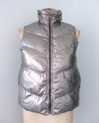 NUEVO CON ETIQUETAS $140 Anthropologie Traje Espacial Plateado Metálico Puffer Cremallera Cuello Chaleco Bolsillos XS Foto 1 de 4