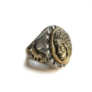 Mexican Biker Vintage Ring Skull Sterling Silver 925 Men horse Chief Head Hobo - Picture 1 of 12