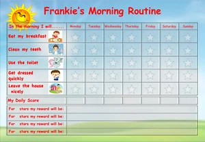 Morning Routine Reward Chart Good Behaviour Responsibility Stars Reusable - Picture 1 of 6