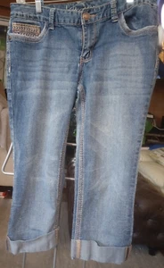 Ariya Jeans 11/12 Womens Capri Jeans Light Wash Embroidered Pockets - Picture 1 of 12
