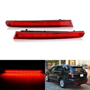 2x Red Lens LED Bumper Reflectors Tail Brake Lights For 2011-2015 Ford Explorer - Foto 1 di 18