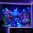 Tapisserie fluorescente UV BlackLight impression murale champignons maison déco 36x24"