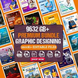 Mega Graphic Bundle 9632+GB | Social Media Templates Canva Photoshop - Picture 1 of 8