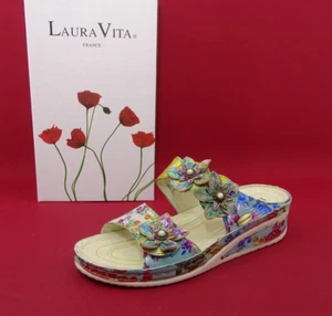 Laura Vita Riemensandalen Klett Pantoletten Damenschuhe Schuhe Leder Gr. 38 - Bild 1 von 9