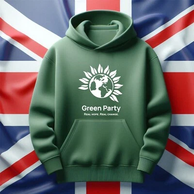 Sudadera con Capucha Elecciones del Reino Unido 2024, Sudadera con Capucha Fiesta Verde, Vote por Fiesta Verde, Regalo Foto 1 de 2