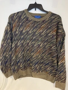 Vintage Towncraft Brown Gray Burgundy Long Sleeve Sweater Men XL - Picture 1 of 6
