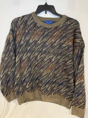 Suéter Towncraft Vintage Marrón Gris Borgoña Manga Larga Hombre XL Foto 1 de 4