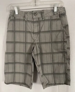 Quicksilver Shorts Mens 29 Gray Plaid Flat Front Chino - Picture 1 of 8