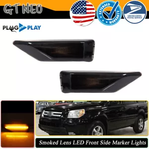 Smoke Amber LED Front Side Marker Parking Signal Lights For 06 07 08 Honda Pilot - Picture 1 of 10