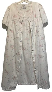 Camicia da notte e abito vintage Kristen Miller grande bianco floreale cottagecore - Foto 1 di 18