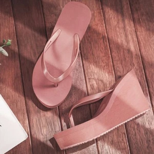 Sandalias de tacón alto de verano con cuñas para mujer Zapatillas de plataforma Zapatos lisos - Imagen 1 de 26