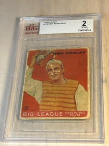 1933 GOUDEY #1 BENNY BENGOUGH BVG 2 GOOD BASEBALL CARD.