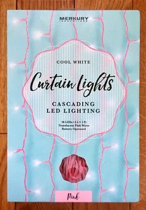 Mercury Innovations Curtain Lights, Cool White Cascading LED Lights, PINK WIRES - Picture 1 of 1
