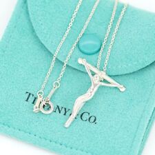 Tiffany & Co. Large Crucifix Cross Necklace 18" Silver 925 Auth w/Bag h1130