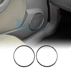 For Fiat Panda 2003-11 Black Carbon Fiber Front Door Audio Speaker Frame Ring - Picture 1 of 9