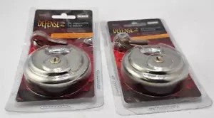 (QTY 2) PackRite Defense2 Stainless Steel Disc Padlocks 2-3/4" w/ Two Kes SS-870 - Picture 1 of 8